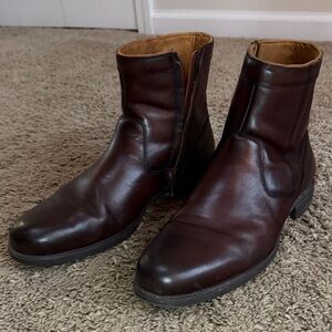 Florsheim Comfortech Brown Leather Zip Ankle Boots Mens